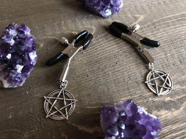 Gothic Pentagram Nipple Clamps